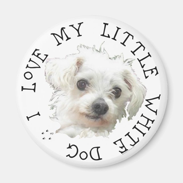 Íman Eu Amo Meu Pequeno Cachorro Branco - Maltês (Frente)