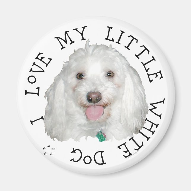 Íman Eu Amo Meu Pequeno Cão Branco (Resgate) (Frente)