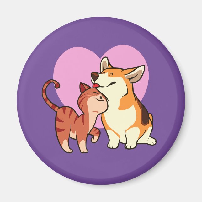 Íman Eu Amo Meu Pet | Pão de gato e cão (Frente)