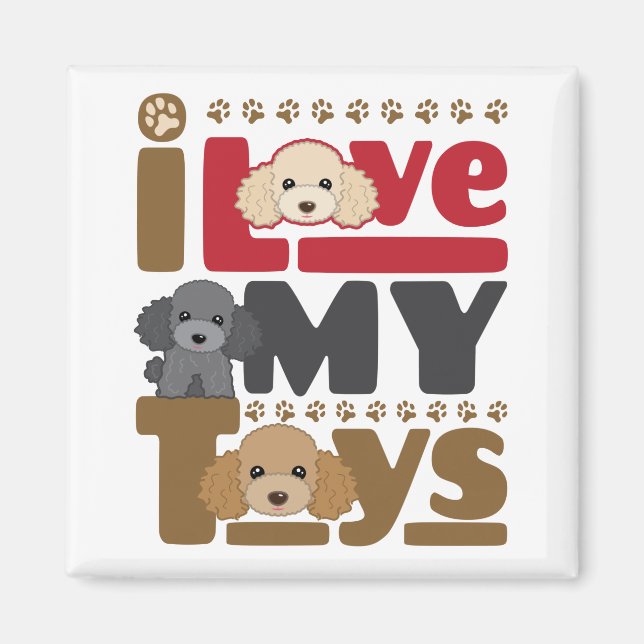 Íman Eu Amo Meu Poodle De Brinquedos (Frente)