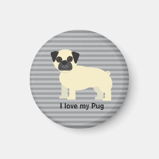 Íman Eu amo meu Pug Gray Lined