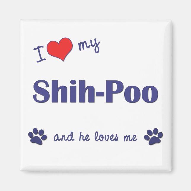 Íman Eu Amo Meu Shih-Poo (Cachorro Masculino) (Frente)