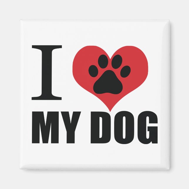 Íman Eu amo meu travesseiro decorativo de cachorro (Frente)