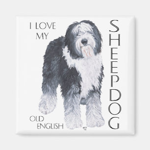 Íman Eu Amo Meu Velho Cão de Pastoreio Inglês