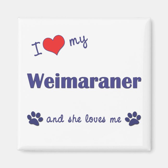 Íman Eu Amo Meu Weimaraner (Cachorro Feminino) (Frente)