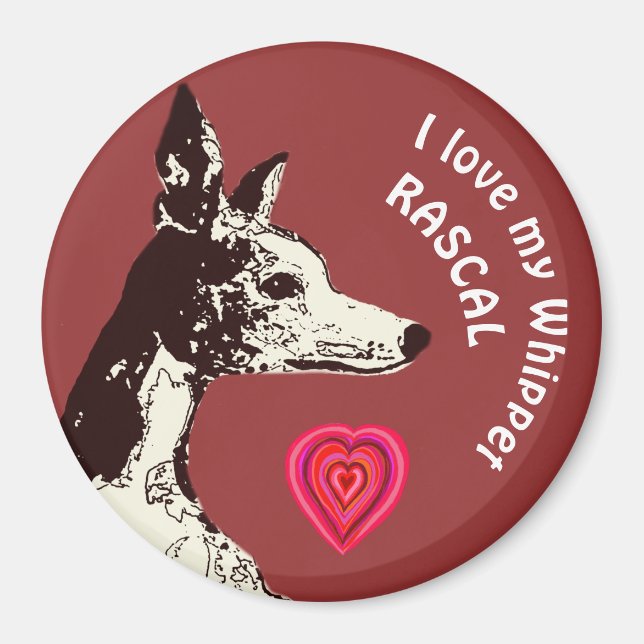 Íman Eu amo meu Whippet (Frente)