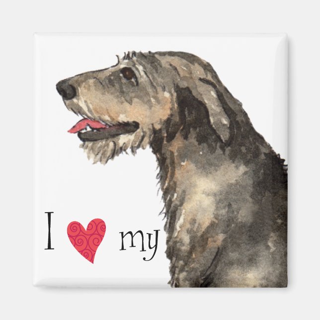 Íman Eu amo meu Wolfhound irlandês (Frente)