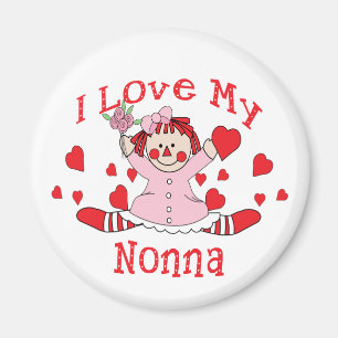 Íman Eu amo meus boneca & corações de pano de Nonna