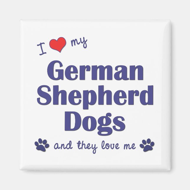 Íman Eu Amo Meus German shepherd (Muitos Cães) (Frente)
