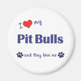 Íman Eu amo meus pitbull (os cães múltiplos)