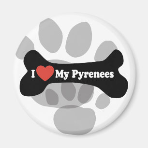Íman Eu amo meus Pyrenees - osso de cão