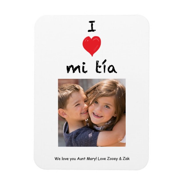 Íman Eu Amo Mi Tia Fotografia Magnet Keepsasaame (Vertical)