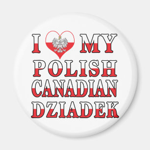 Íman Eu Amo Minha Bandeja Polonesa Canadiana Dziadek