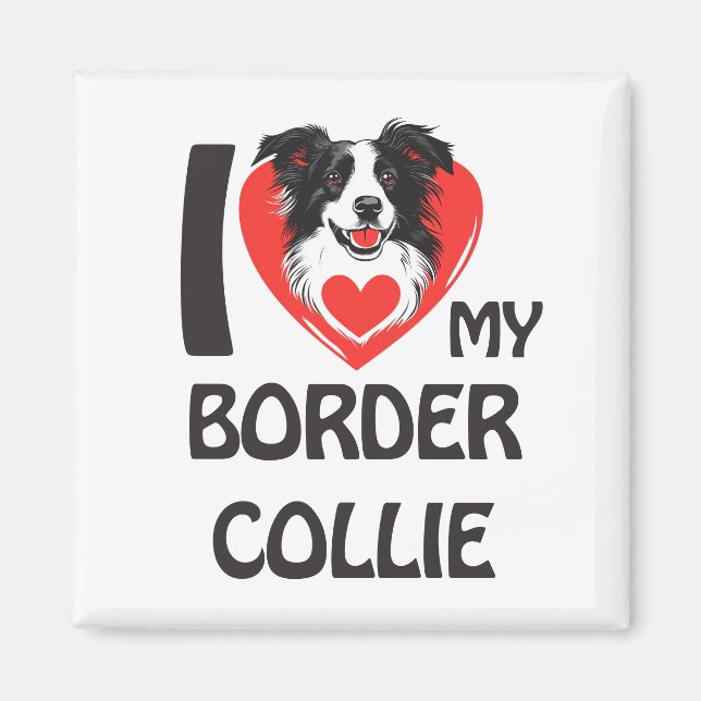 Íman Eu Amo Minha Collie Fronteira - Cachorro Gelado E  (Frente)