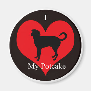 Íman Eu amo minha imã de geladeira de Potcake