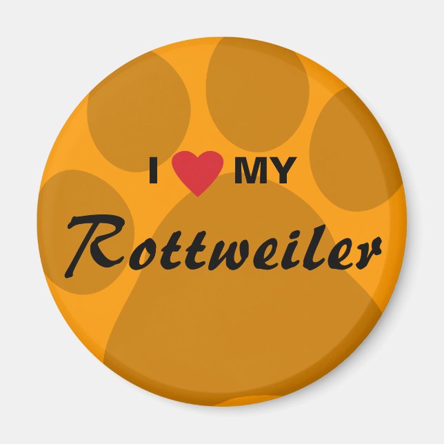 Íman Eu amo minha impressão rottweiler (Frente)