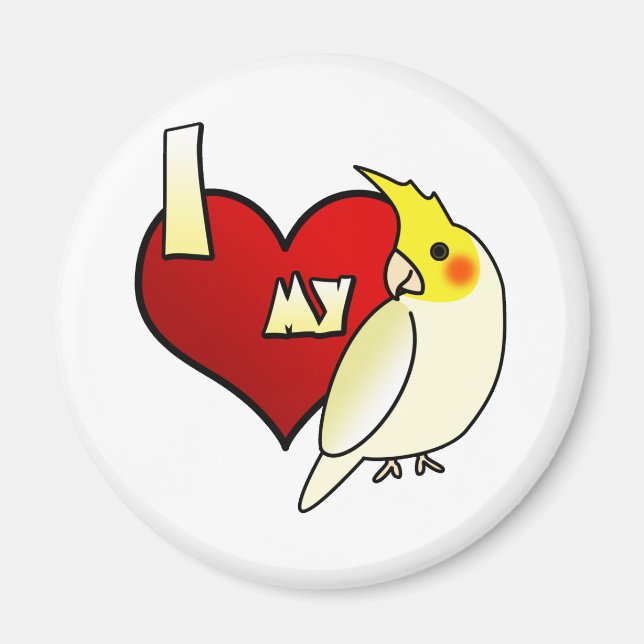 Íman Eu amo minha Lutino Cockatiel (Frente)