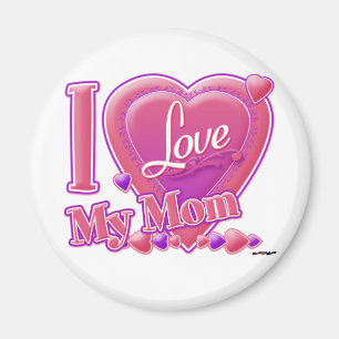 Íman Eu amo minha mãe rosa/roxo - coração