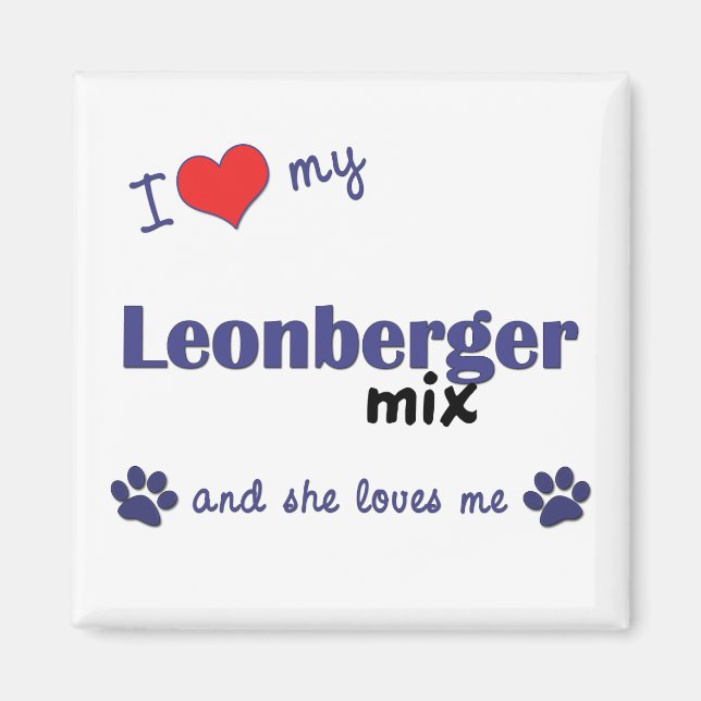 Íman Eu Amo Minha Mix Leonberger (Cachorro Feminino) (Frente)