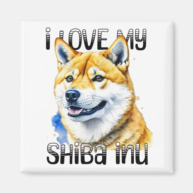 Íman Eu Amo Minha Shiba Inu | Proprietário do cão (Frente)