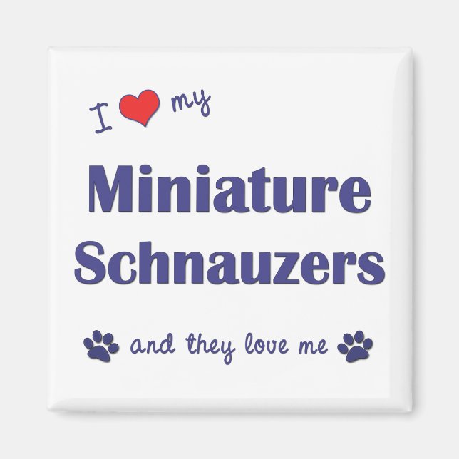 Íman Eu Amo Miniatura Schnauzers (Vários Cães) (Frente)