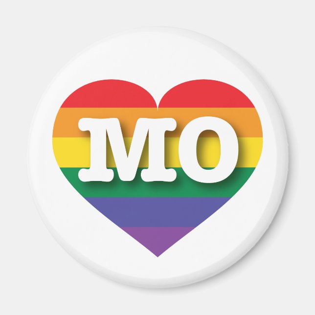 Íman Eu amo Missouri Orgulho gay Rainbow Heart (Frente)