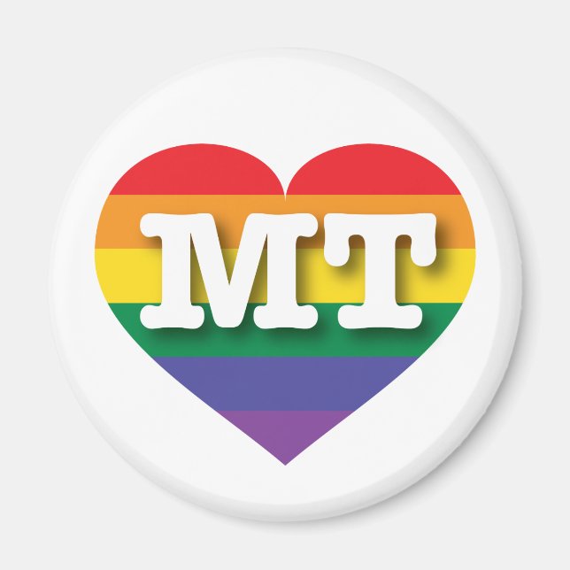 Íman Eu amo Montana Orgulho gay Rainbow Heart (Frente)