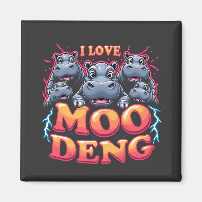 Íman Eu Amo Moo Deng Baby Hippo Amantes (Frente)