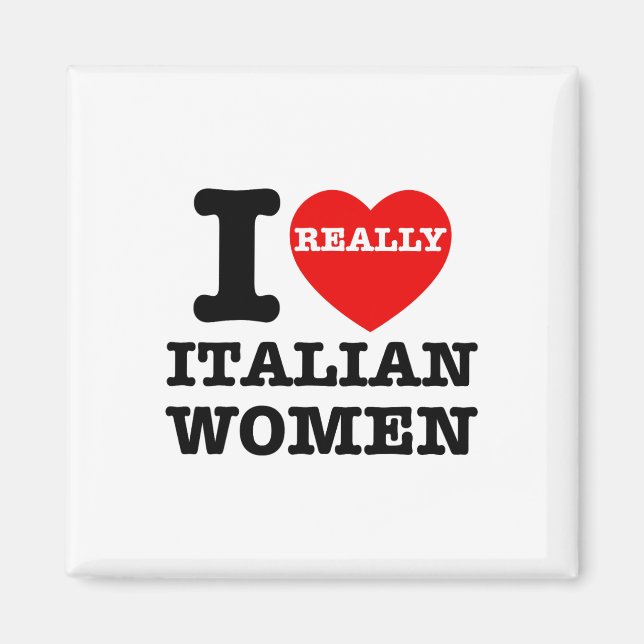 Íman Eu Amo Mulheres Italianas Coração Vermelho Diverti (Frente)