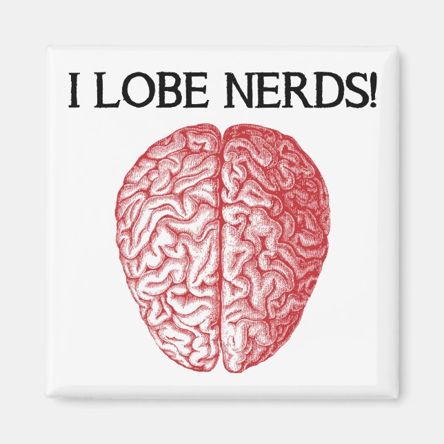 Íman Eu Amo Nerds Amo Ímã de Geladeira Divertido (Frente)