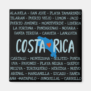 Íman Eu amo nomes de mapa de Costa Rica da lembrança