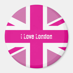Íman Eu amo o ímã cor-de-rosa de Londres Union Jack