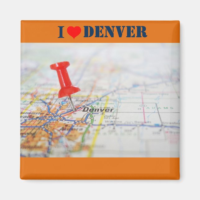 Íman Eu Amo O Mapa Do Denver (Frente)