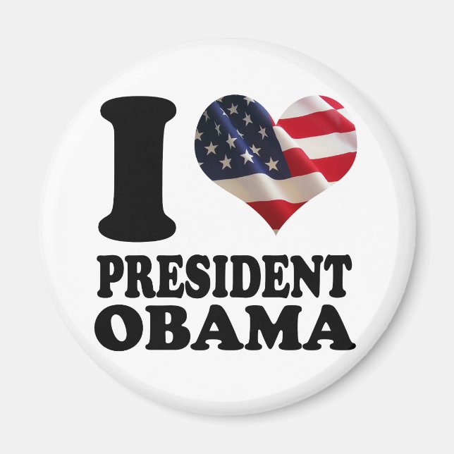Íman Eu amo o Presidente Obama Magnet (Frente)