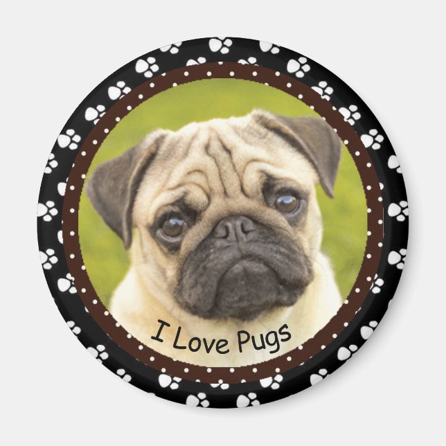 Íman Eu amo o Pugs 2 Magnet (Frente)