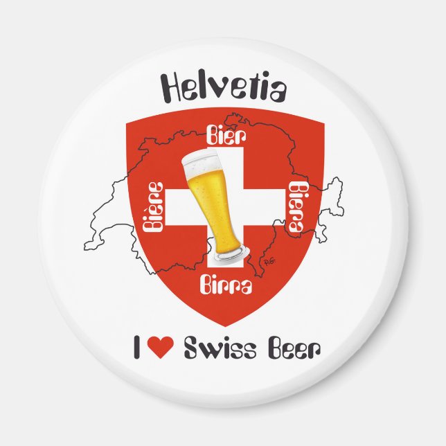 Íman Eu amo o suíço Beer Magnet (Frente)