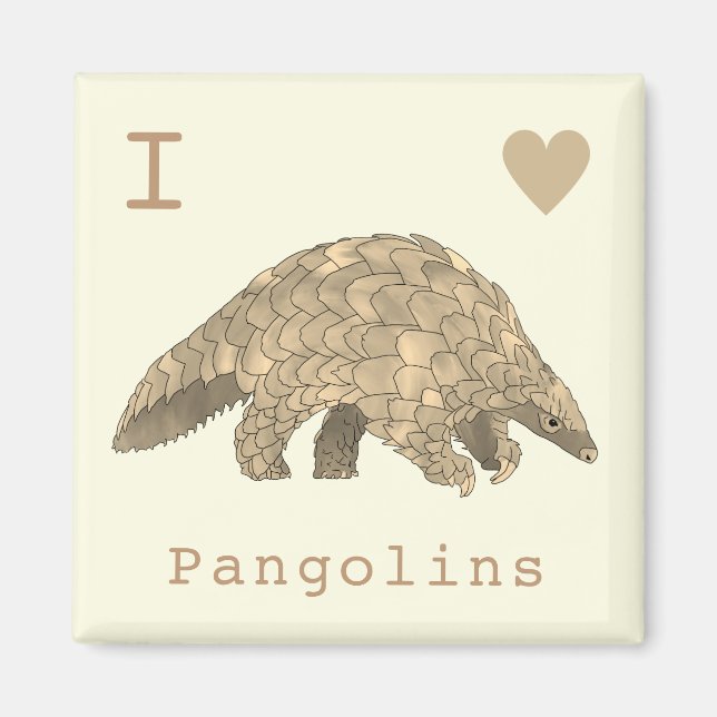 Íman Eu Amo Pangolins Espécie Animal Fofa Ameaçada de E (Frente)