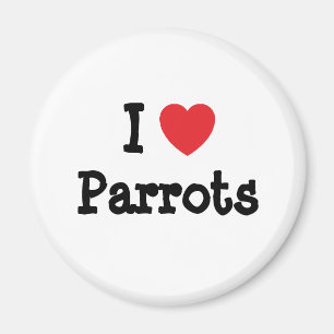 Íman Eu amo Parrots coração personalizado