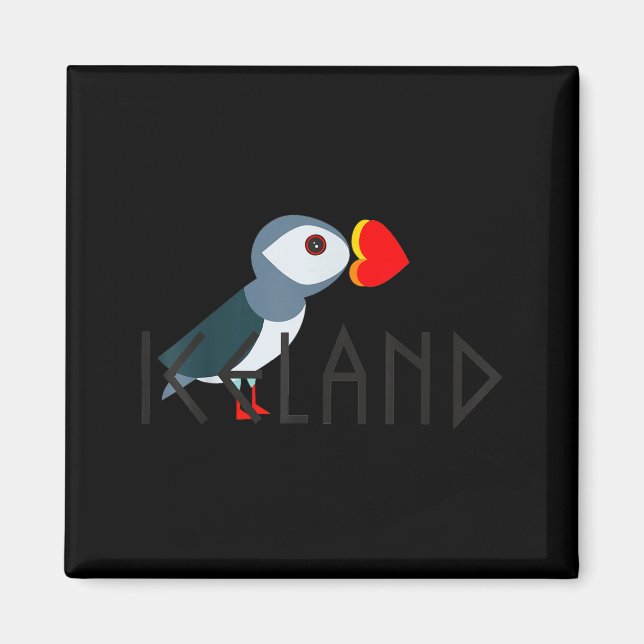 Íman Eu Amo Presente Islandês de Papagaio-do-mar da Isl (Frente)