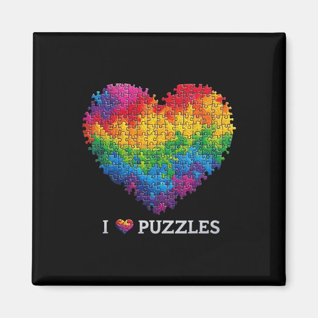 Íman Eu Amo Puzzles Quebra-Cabeça Coração Arco-Íris Par (Frente)
