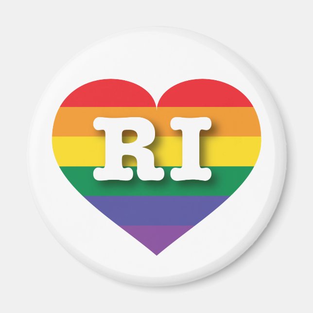 Íman Eu amo Rhode Island Orgulho gay Rainbow Heart (Frente)