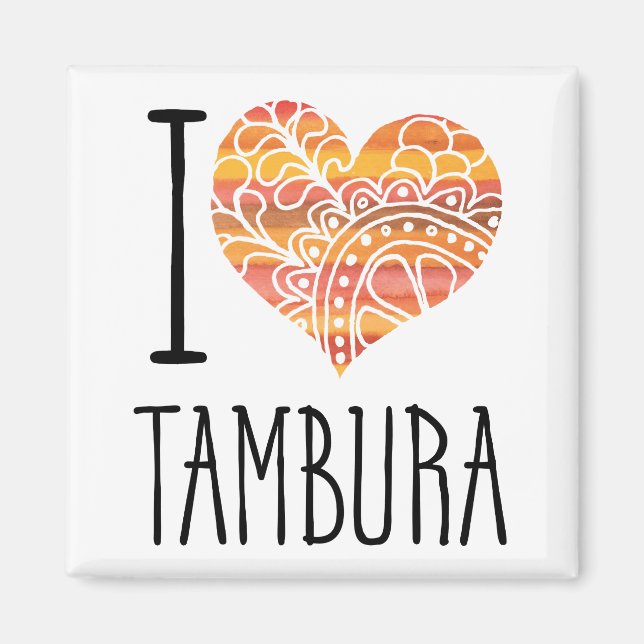 Íman Eu Amo Tambura Orange Mandala Heart (Frente)