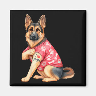 Íman Eu Amo Tatuagem de Mãe Cachorro Pastor Alemão Engr