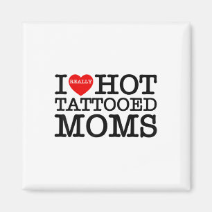 Íman Eu Amo Tatuagens Quentes Mães Coração Vermelho Eng