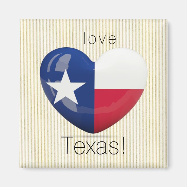 Íman Eu Amo Texas Flag Heart Cutout (Frente)