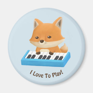 Íman Eu amo tocar Cute Fox no Piano Kids Magnet