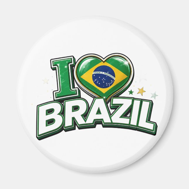 Íman Eu Amo Torcedor de Futebol Patriótico Brasileiro | (Frente)
