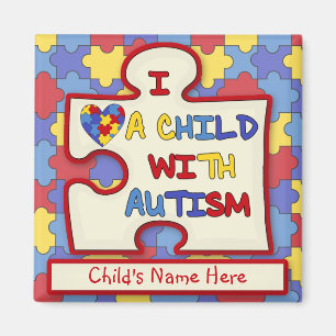Íman Eu amo uma criança com Imã de geladeira de autismo