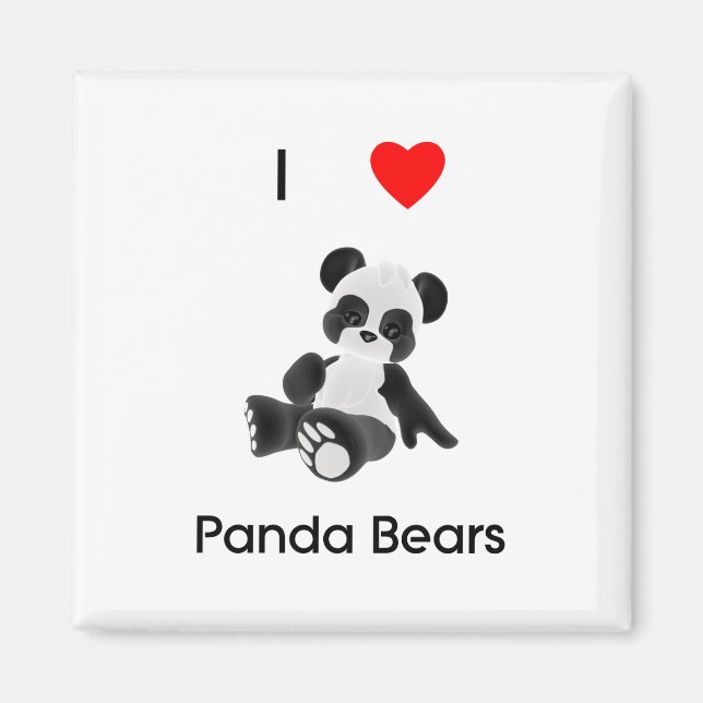 Íman Eu Amo Ursos de Panda (Frente)