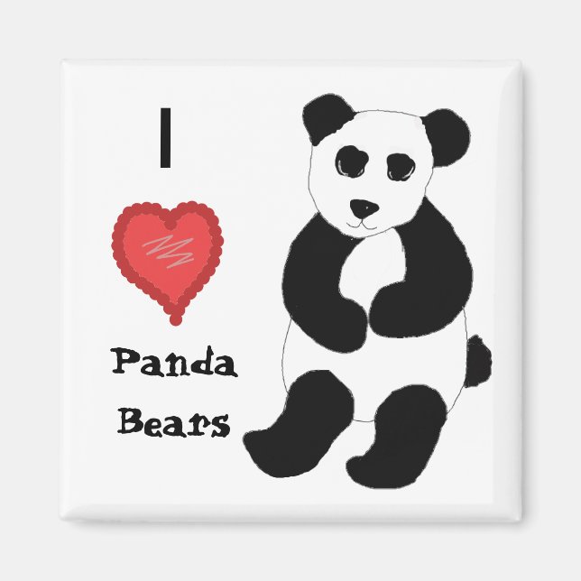 Íman Eu Amo Ursos Panda (Frente)